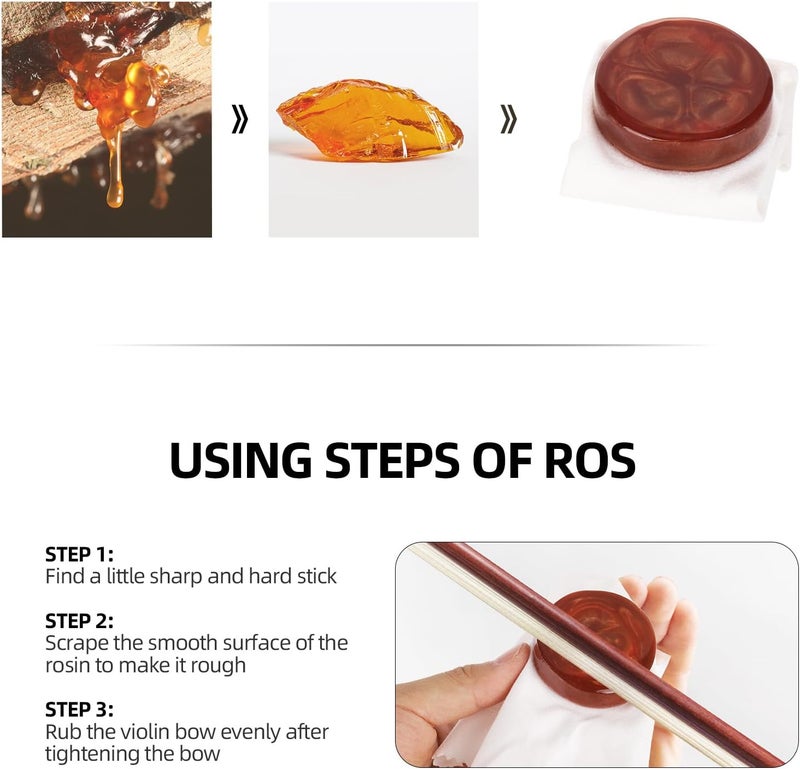 Ohlove Violin Rosin 2 Pack Light Low Dust Natural Rosin for Violin Viola Cello Bows (Red) - Image 3
